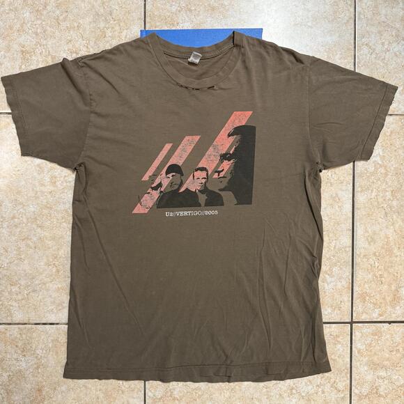 Reclaimed Vintage Other - Vintage U2 Vertigo Tour 2005 Brown‎ American Apparel Band T Shirt XL